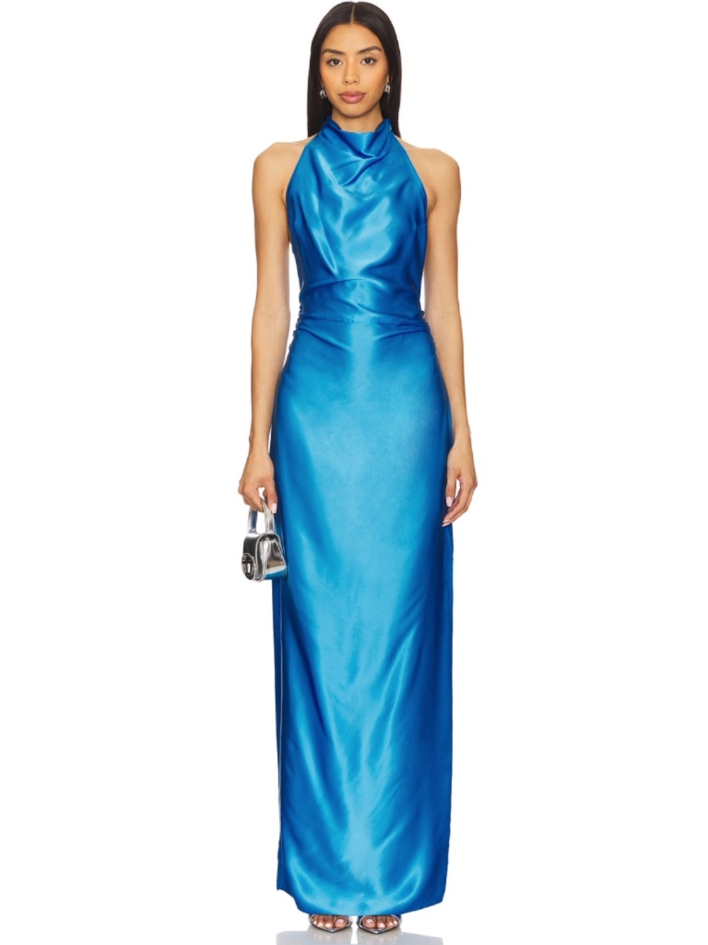 Amanda Uprichard Blue Marine Silk Maxi Dress